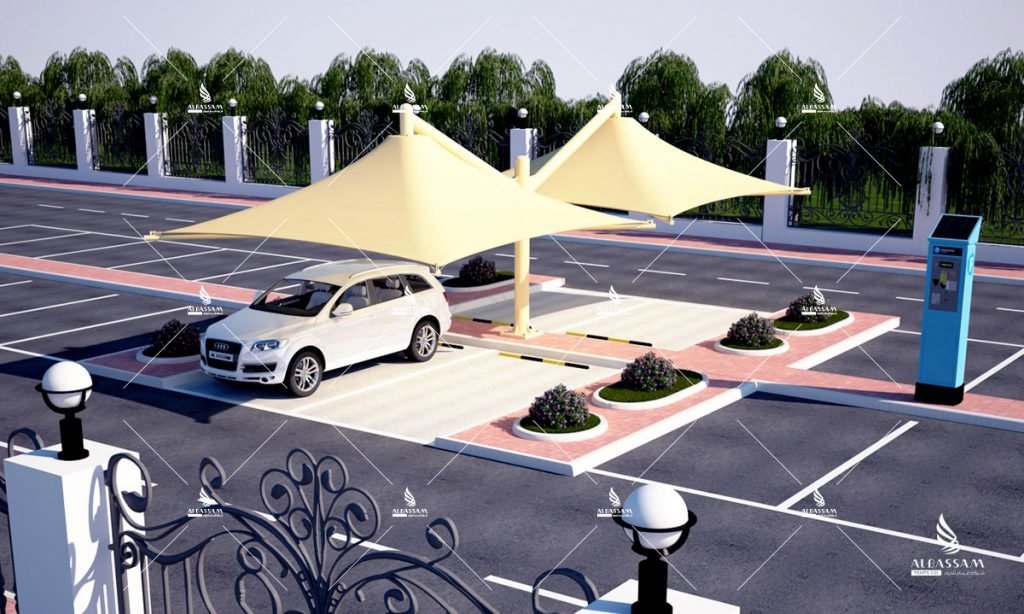 CONICAL UMBRELLA CAR PARKING SHADE ALBASSAM Tents & Structural